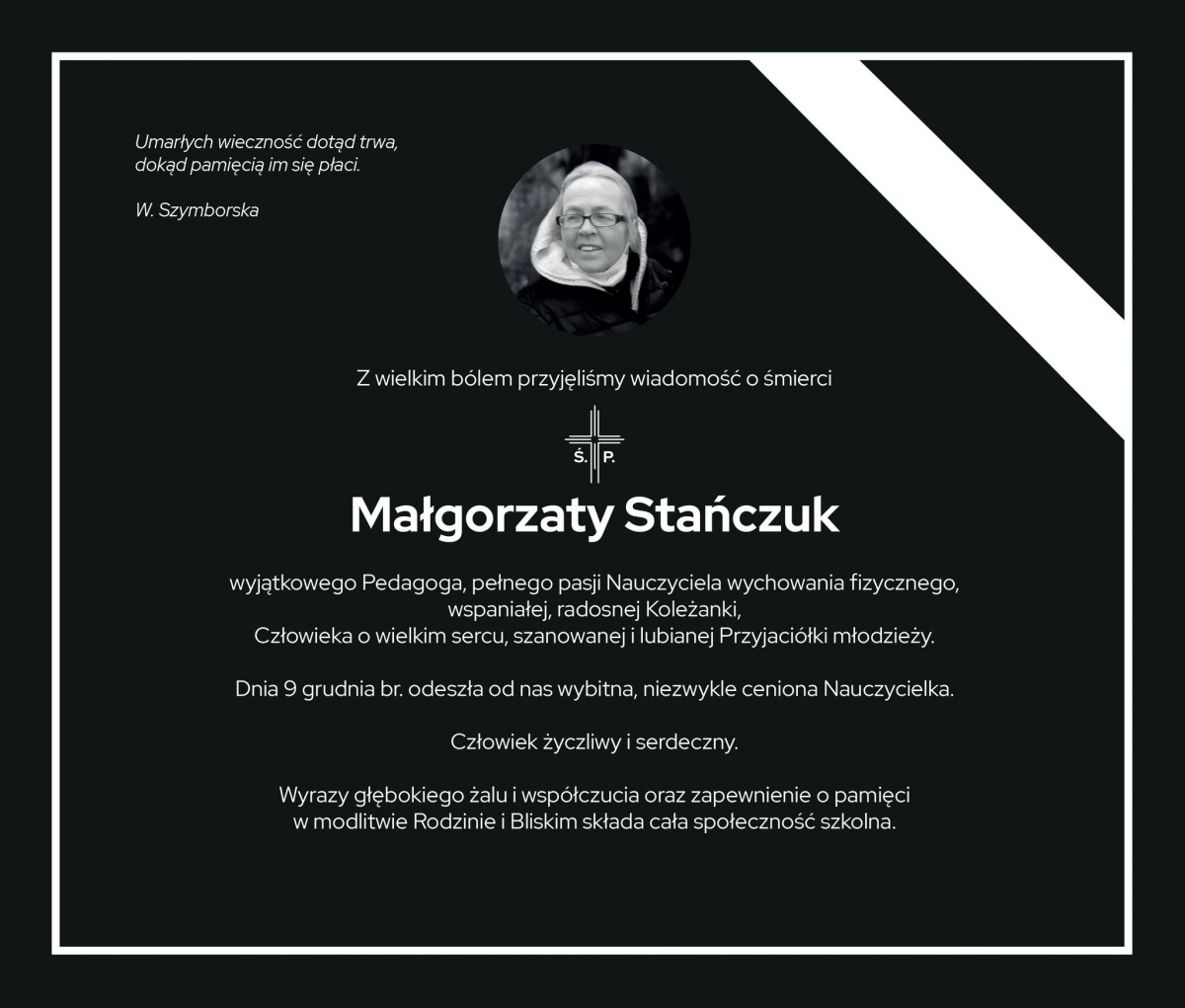 Zmarła wieloletnia nauczycielka Małgorzata Stańczuk