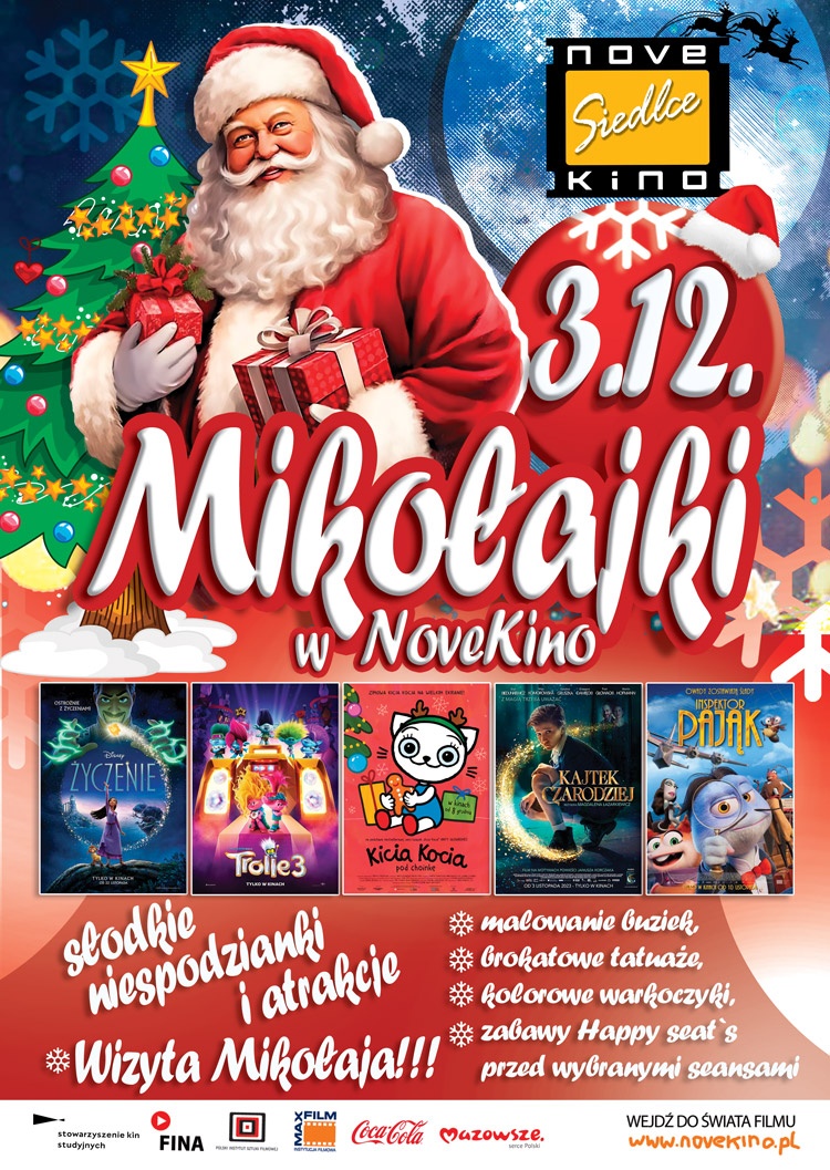 BAJECZNIE FILMOWE MIKOŁAJKI 3 grudnia w Novekino Siedlce!