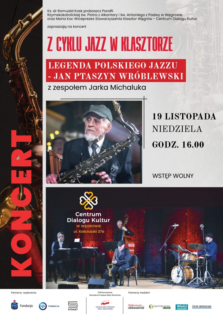 Jazz w klasztorze w Węgrowie: Zagra Jan Ptaszyn Wróblewski