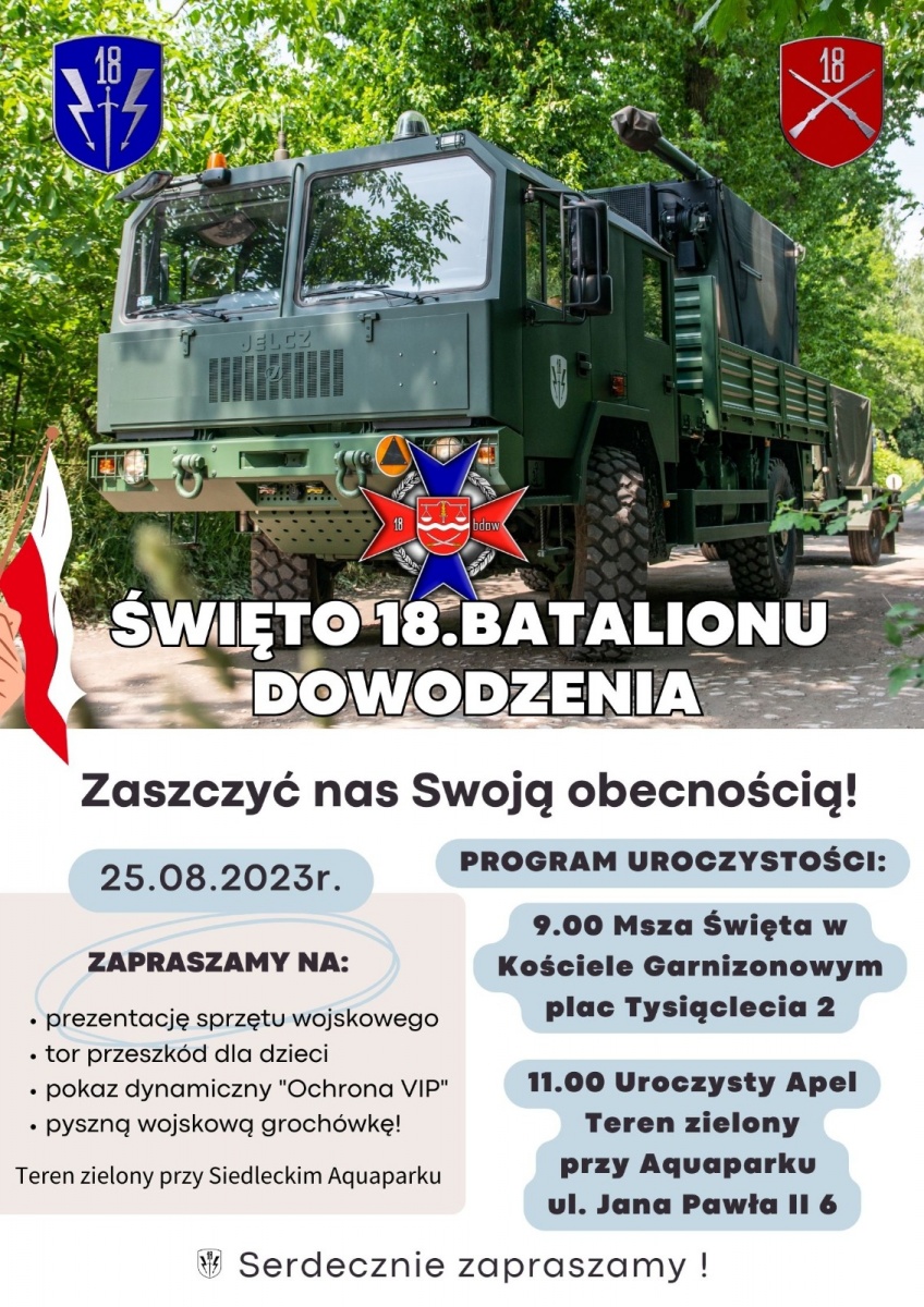 Sprzęt wojskowy, grochówka, tor przeszkód dla dzieci - święto 18. Batalionu Dowodzenia w Siedlcach
