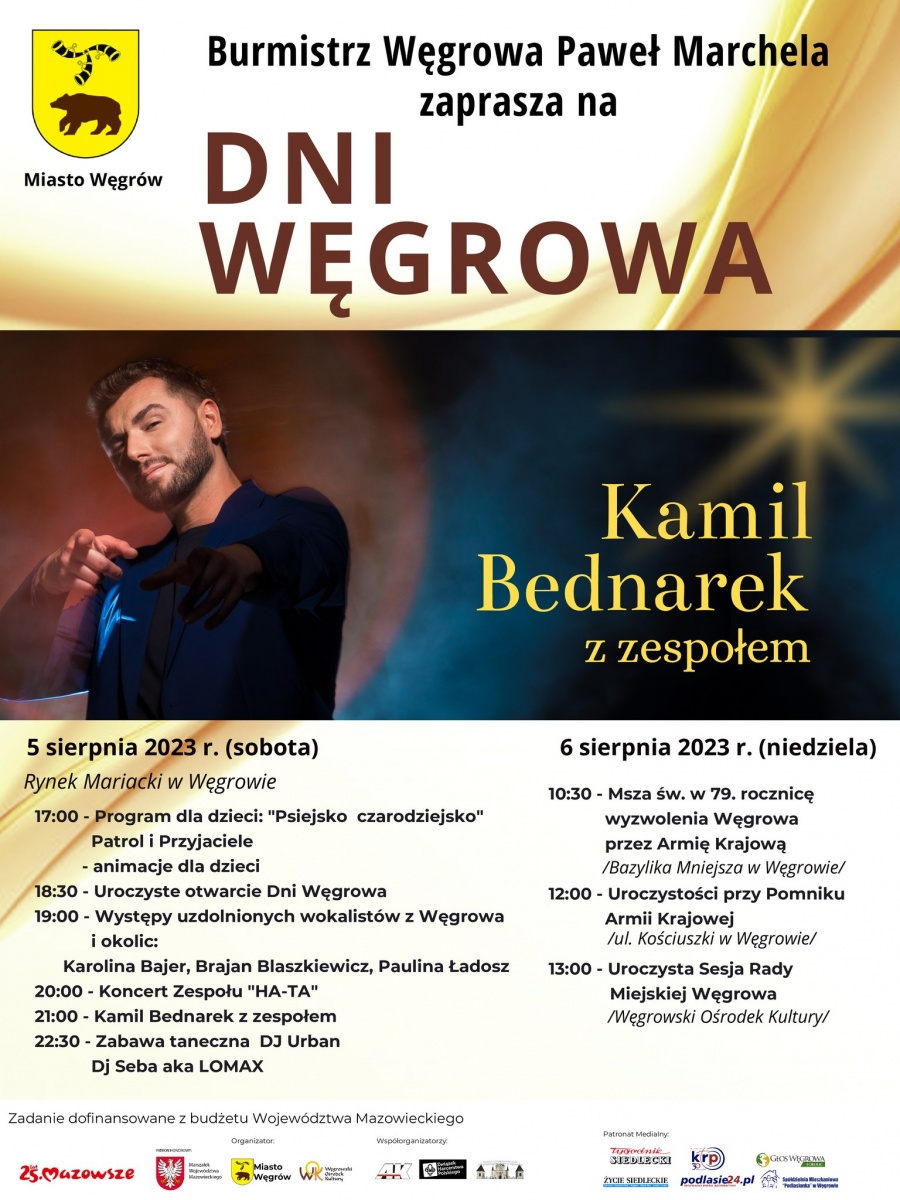 Jutro zaczynają się Dni Węgrowa. Muzyczną gwiazdą będzie Kamil Bednarek