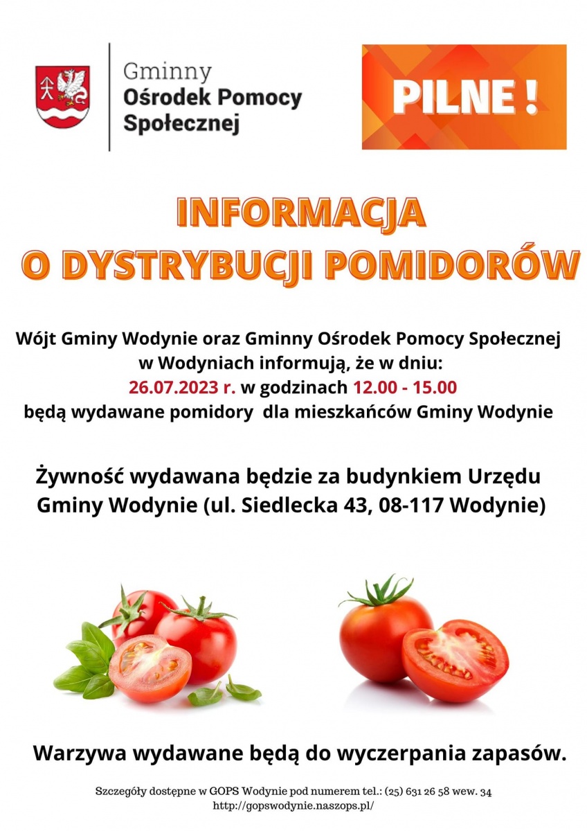 Bezpłatne pomidory dla mieszkańców gminy Wodynie