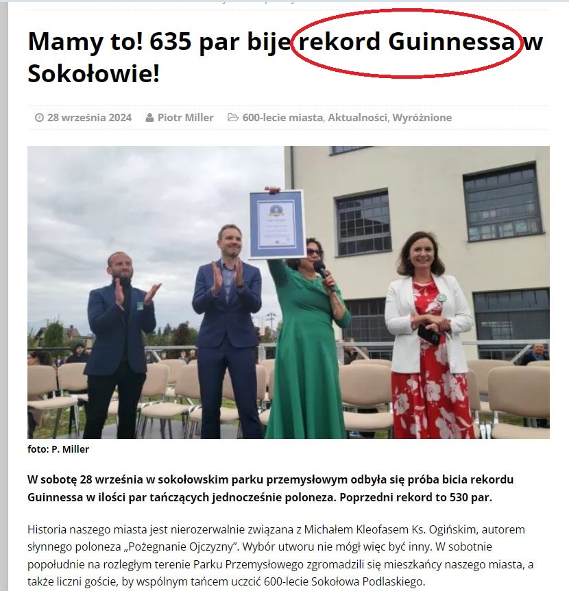 Sokołów Podlaski. Zamiast rekordu Guinnessa, był rekord przesady?
