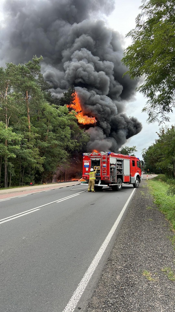 Pożar samochodu ciężarowego na DK-50