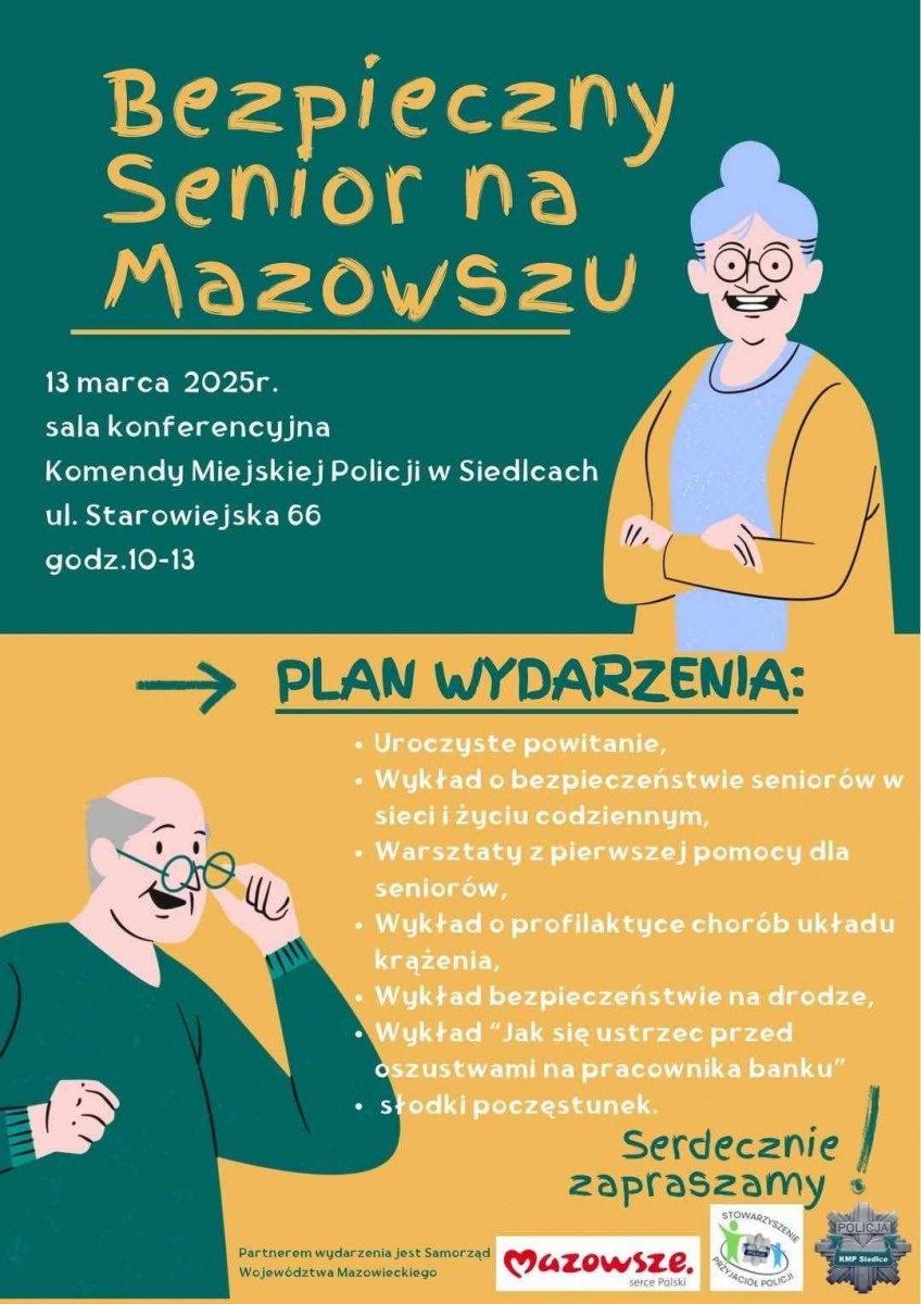 Spotkanie informacyjne z poczęstunkiem dla seniorów Bezpieczny Senior na Mazowszu