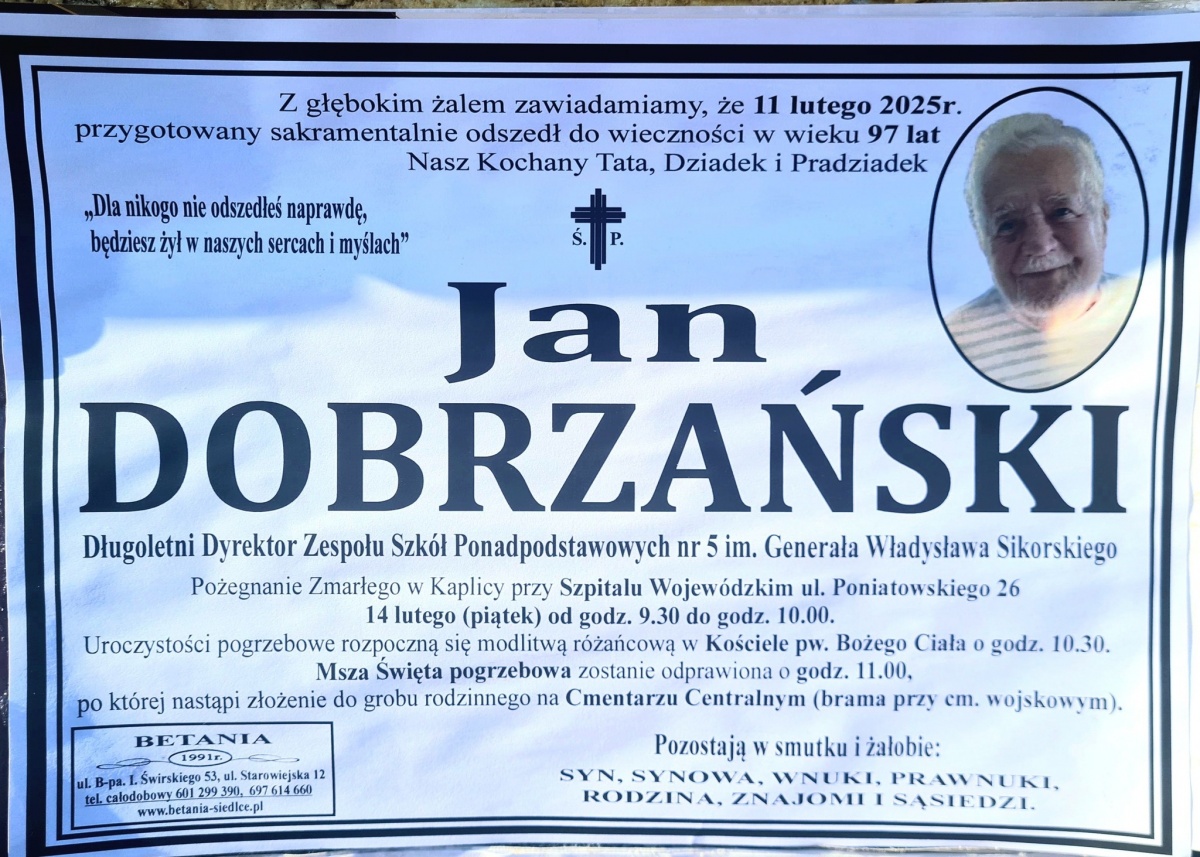 Zmarł Jan Dobrzański - wieloletni dyrektor siedleckiej „Budowlanki”