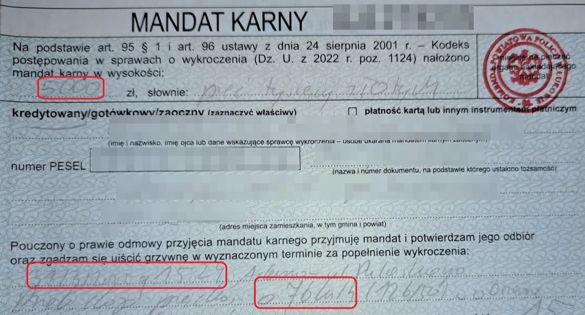  Dwa mandaty w ciągu 24 godzin na 10 tys. zł 