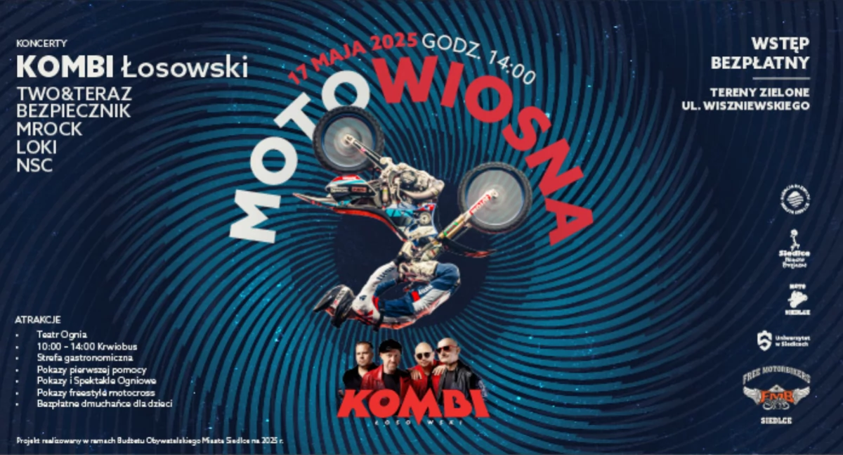 Motowiosna 2025 w Siedlcach – moc atrakcji i koncert zespołu KOMBI!