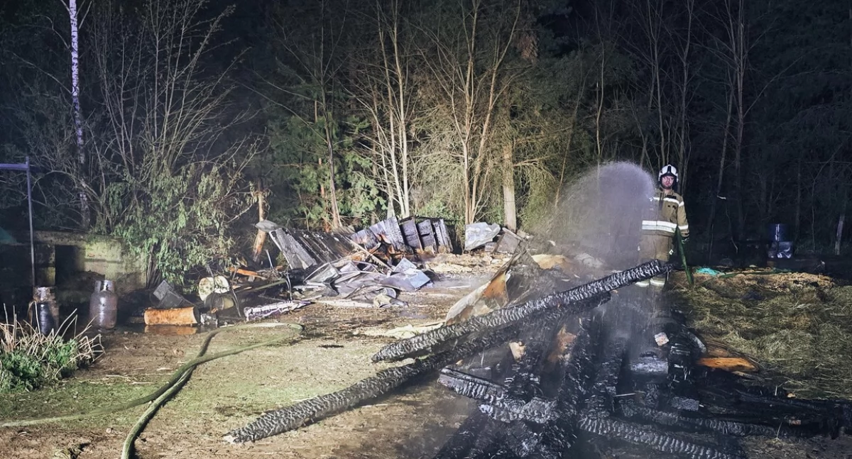 Pożar stodoły w Żochach. Strażacy z kilku jednostek walczyli z ogniem