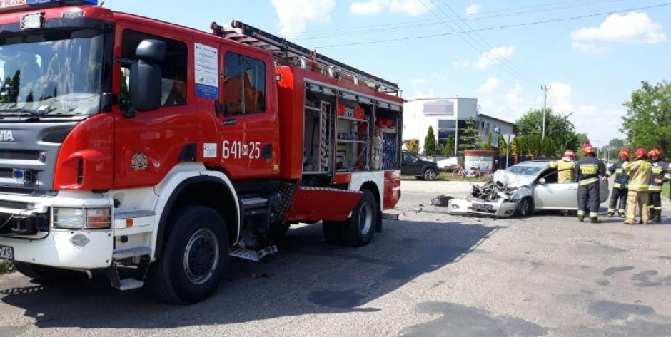 Zderzenie toyoty z wozem strażackim w Sokołowie Podlaskim