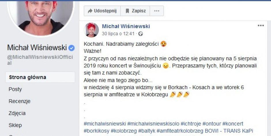 Michał Wiśniewski wystąpi w Borkach Kosach