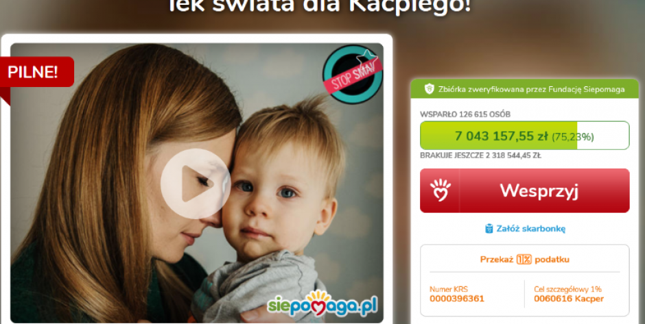 Ponad 7 mln zł na koncie Kacpiego!