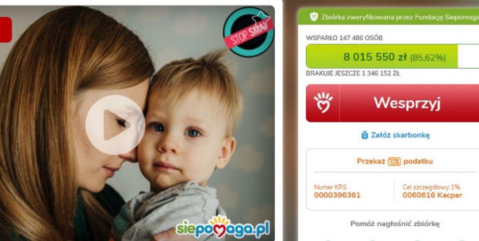 Zbiórka dla Kacperka przekroczyła 8 milionów złotych