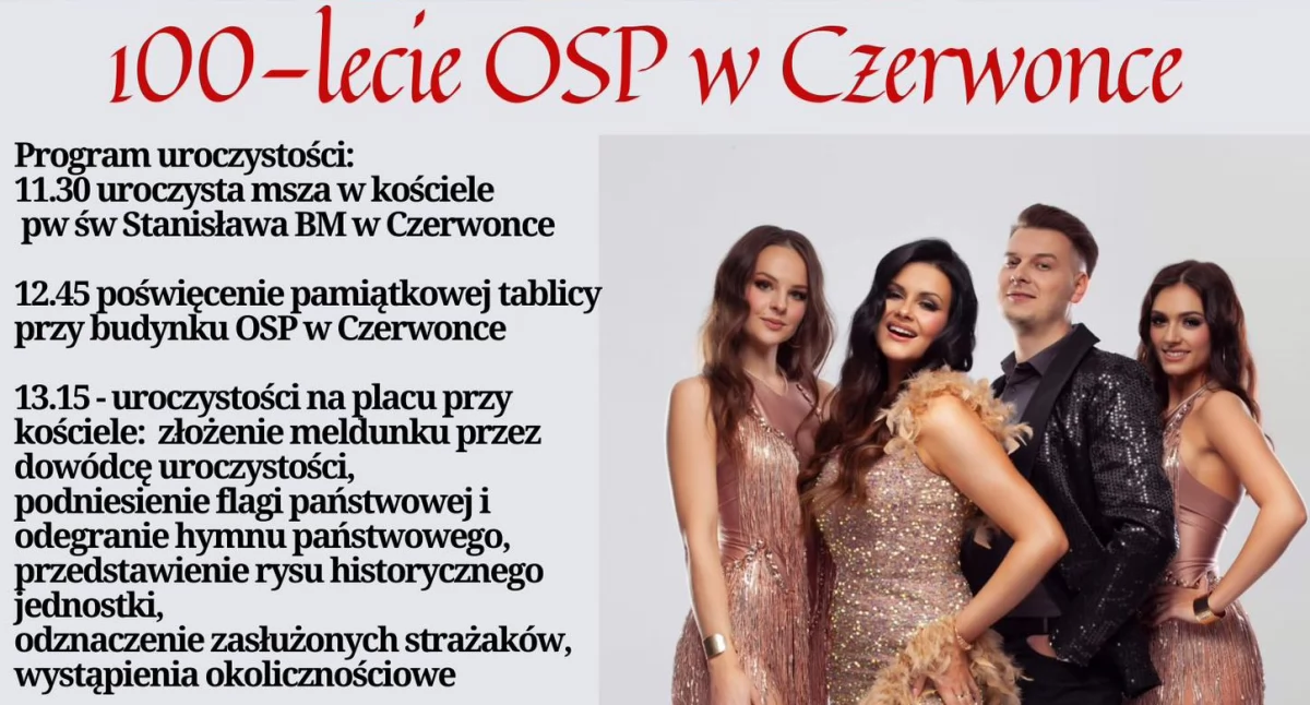 100-lecie OSP w Czerwonce z koncertami zespołów EXPLOZJA i INESS