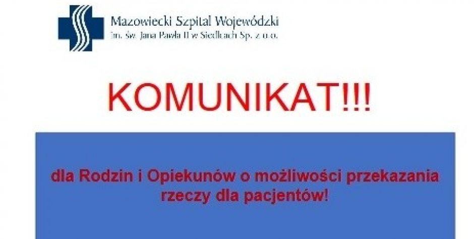 Mazowiecki Szpital Wojewódzki w Siedlcach – W jaki sposób przekazać paczkę dla pacjenta?
