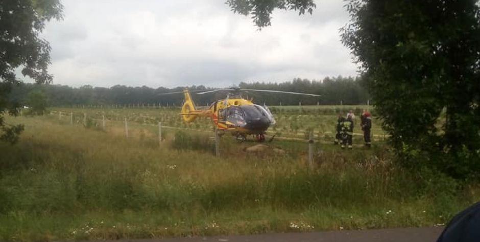 Audi uderzyło w drzewo. Ranną kobietę przetransportowano śmigłowcem LPR do szpitala