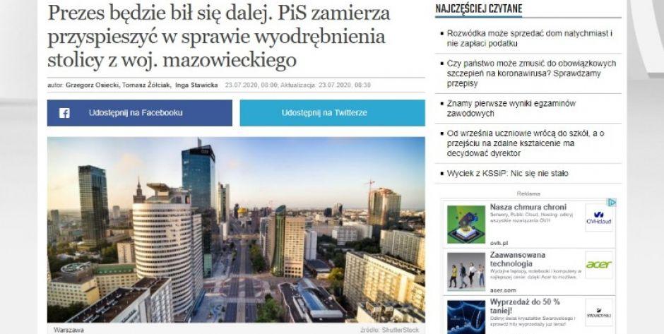 Podział Mazowsza jeszcze w tym roku?