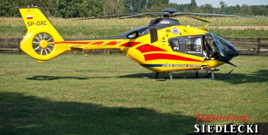 Wypadek w Wólce Nosowskiej - Kierujący toyotą przetransportowany śmigłowcem do szpitala