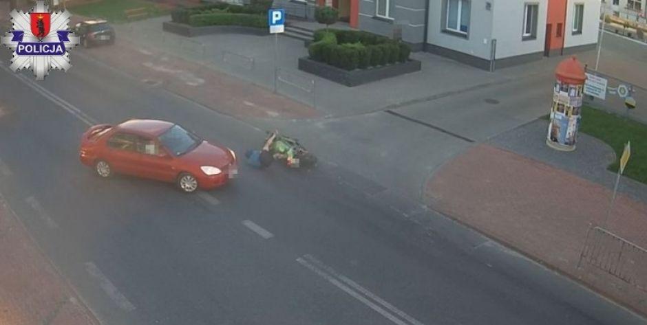 Wypadek motocyklisty w Łukowie – Zobacz nagranie wideo!