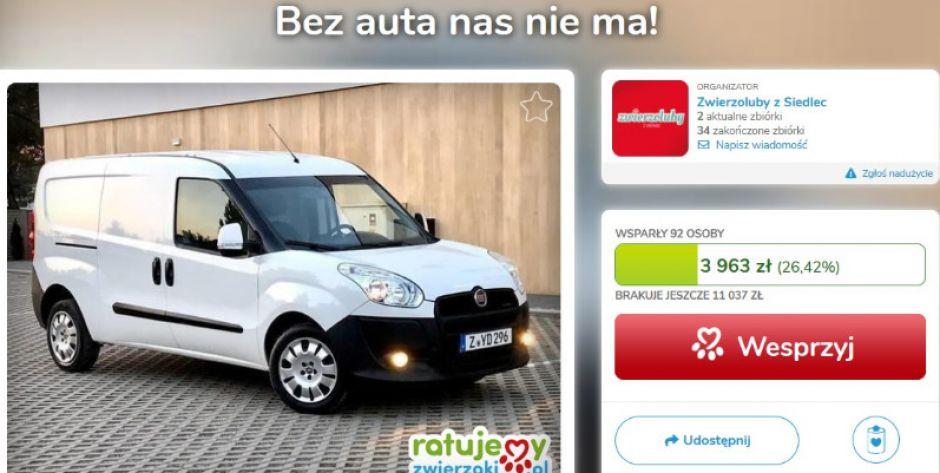 Zwierzoluby zbierają na samochód