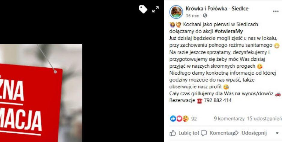 Siedlecka burgerownia przystępuje do akcji #otwieraMy