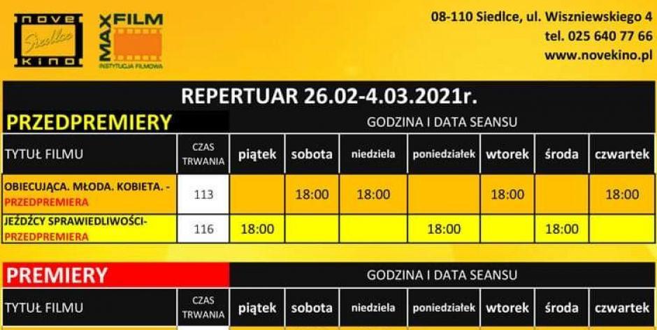 Najnowszy repertuar NoveKino Siedlce