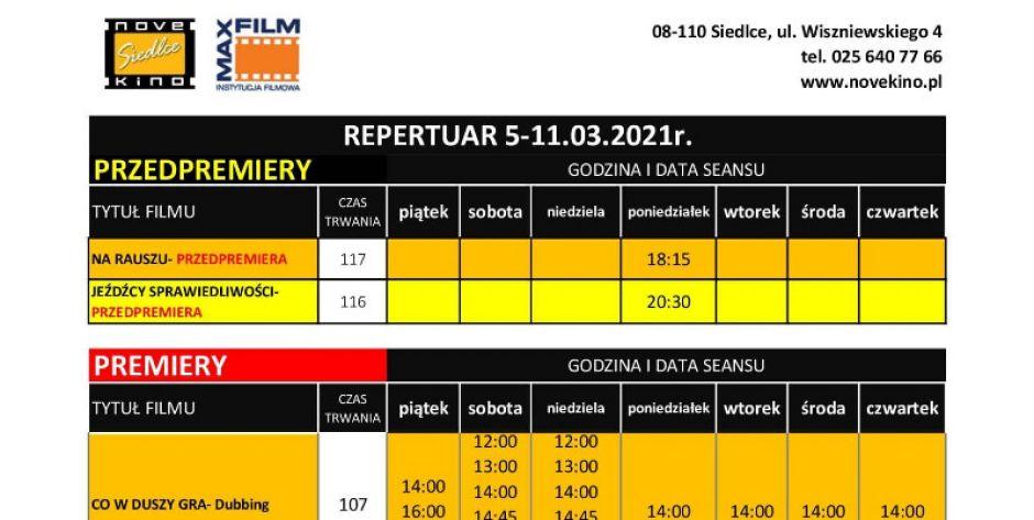 NoveKino Siedlce: Sprawdź, co obejrzysz w terminie 5-11 marca!