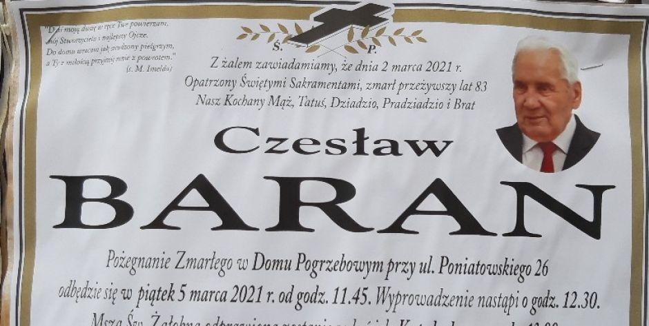 Zmarł były poseł Czesław Baran