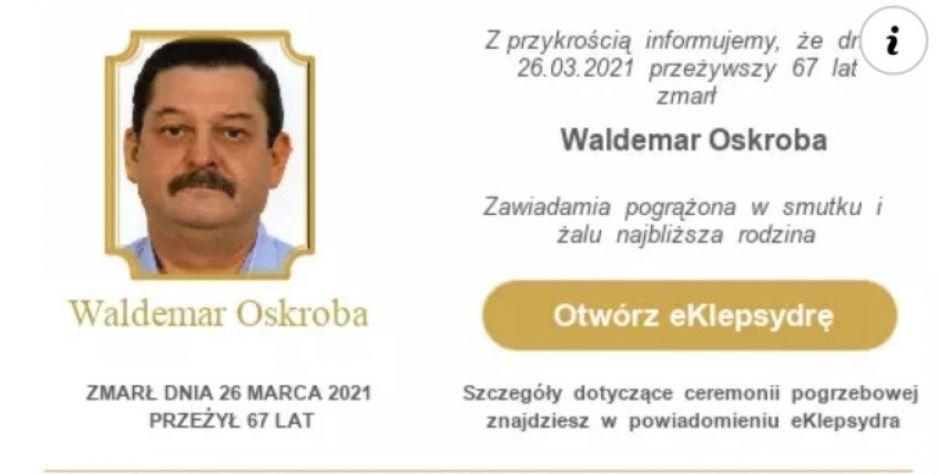 Zmarł siedlecki lekarz - Waldemar Oskroba