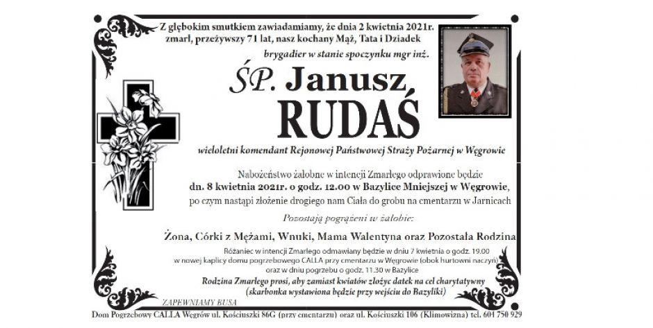 Zmarł Janusz Rudaś - wieloletni komendant PSP w Węgrowie