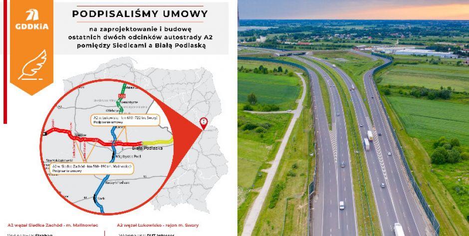 Autostrada A2 - Podpisano kolejne umowy na budowę odcinków pomiędzy Siedlcami i Białą Podlaską