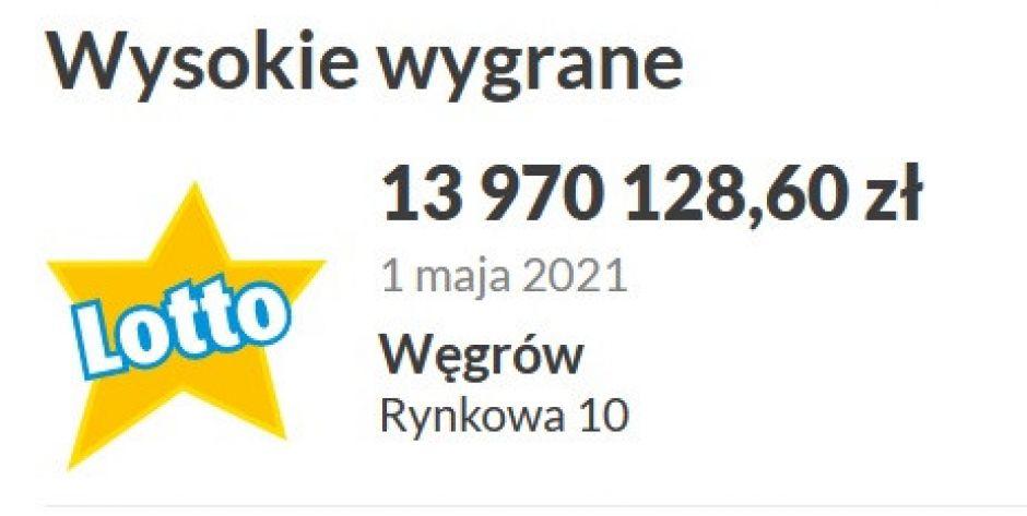 W Węgrowie padła „szóstka” w Lotto! Szczęściarz wygrał prawie 14 miln złotych!