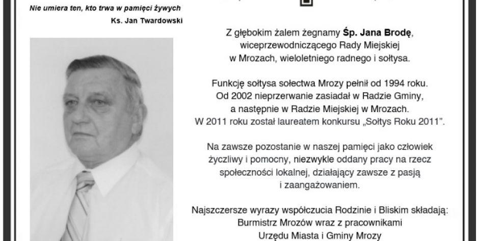Zmarł wieloletni radny i sołtys Jan Broda
