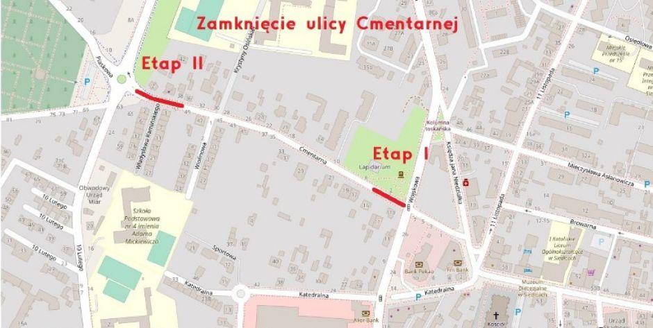 Zamknięcie ulicy Cmentarnej w Siedlcach