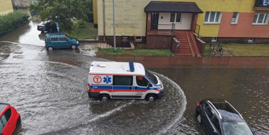Węgrów zalany po ulewie