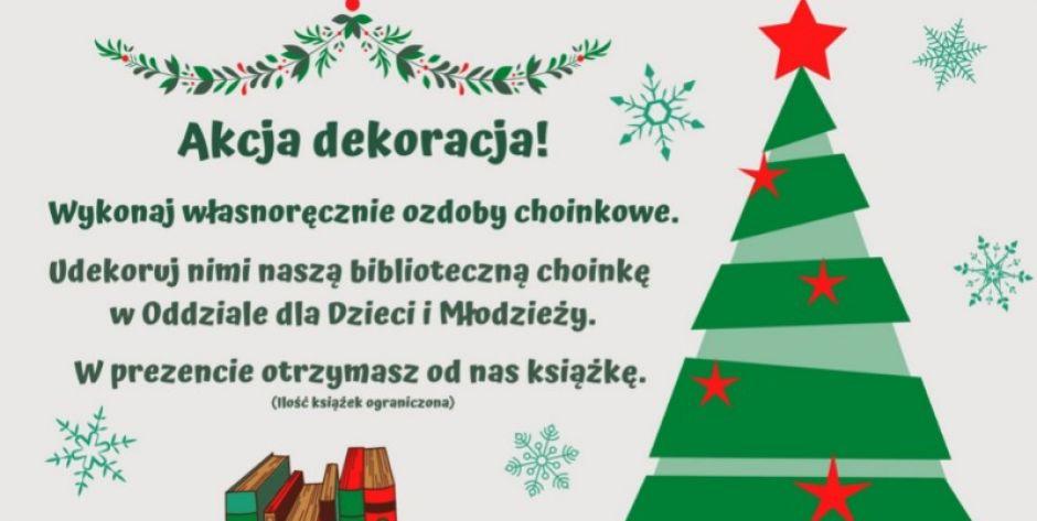 Miejska Biblioteka Publiczna w Siedlcach proponuję wymianę: dekoracja świąteczna za książkę!