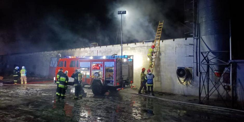 Pożar w Mrozach - spłonęło 900m2 budynku