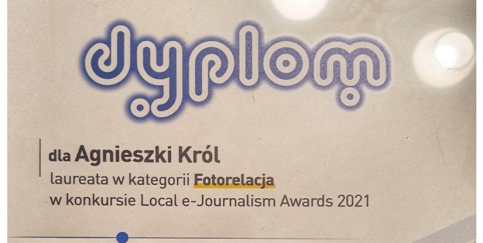 Agnieszka Król laureatką konkursu „Local e-Journalism  Awards 2021”
