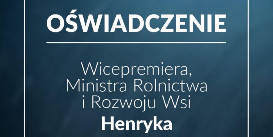 Minister docenił zasługi Polaków- oświadczenie Henryka Kowalczyka