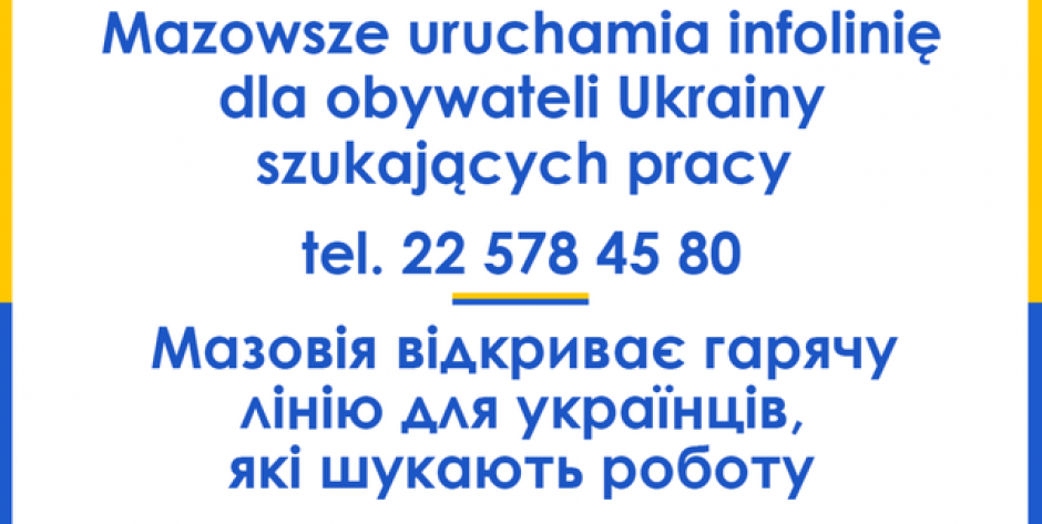 Mazowsze uruchamia infolinię dla uchodźców poszukujących pracy i pracodawców 