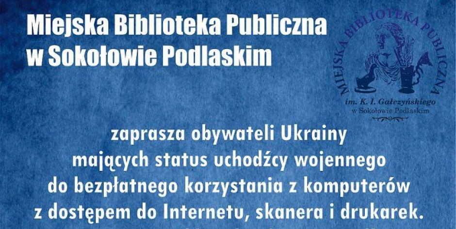 Miejska Biblioteka Publiczna w Sokołowie Podlaskim pomaga uchodźcom z Ukrainy