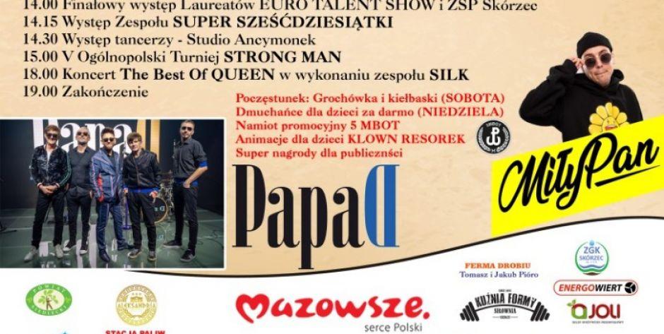Dni Gminy Skórzec 2022 - atrakcje muzyczne i sportowe. Gwiazdami Papa D. i Miły Pan