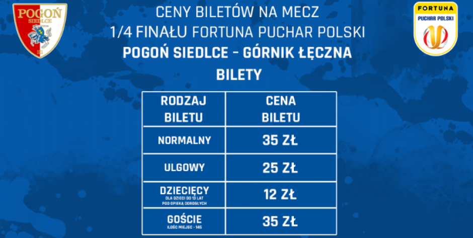 Tego nie wolno przegapić! Trwa sprzedaż biletów na hitowe starcie Pogoni Siedlce z Górnikiem Łęczna w 1/4 Pucharu Polski!