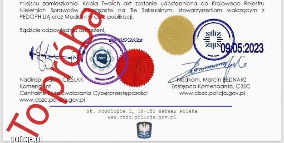 Uwaga na fałszywe e-maile rzekomo wysłane przez nadkom. Marcina Bednarza!