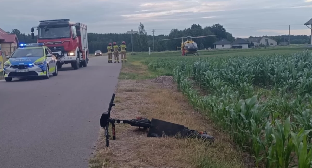 Kolejny poważny wypadek na hulajnodze elektrycznej - dwóch nastolatków przetransportowanych śmigłowcem do szpitala