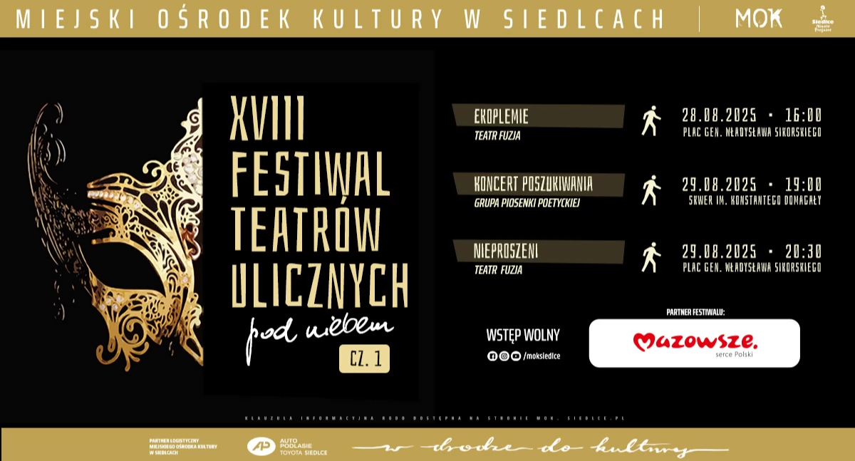 Siedlce na dwa dni zamienią się w wielką scenę – rusza XVIII Festiwal Teatrów Ulicznych „pod Niebem”