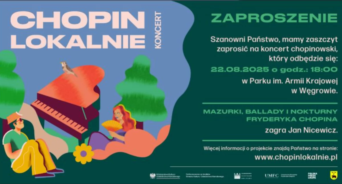 Koncert muzyki Fryderyka Chopina w amfiteatrze w Węgrowie