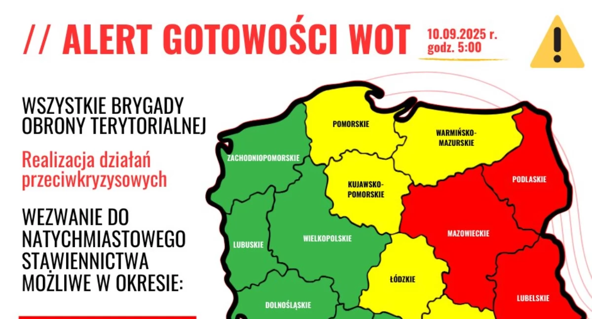 Wojska Obrony Terytorialnej w gotowości po naruszeniu polskiej przestrzeni powietrznej