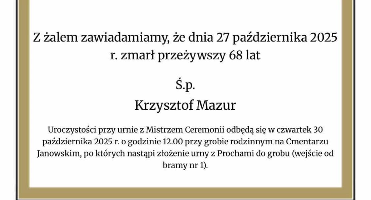 Odszedł Krzysztof Mazur