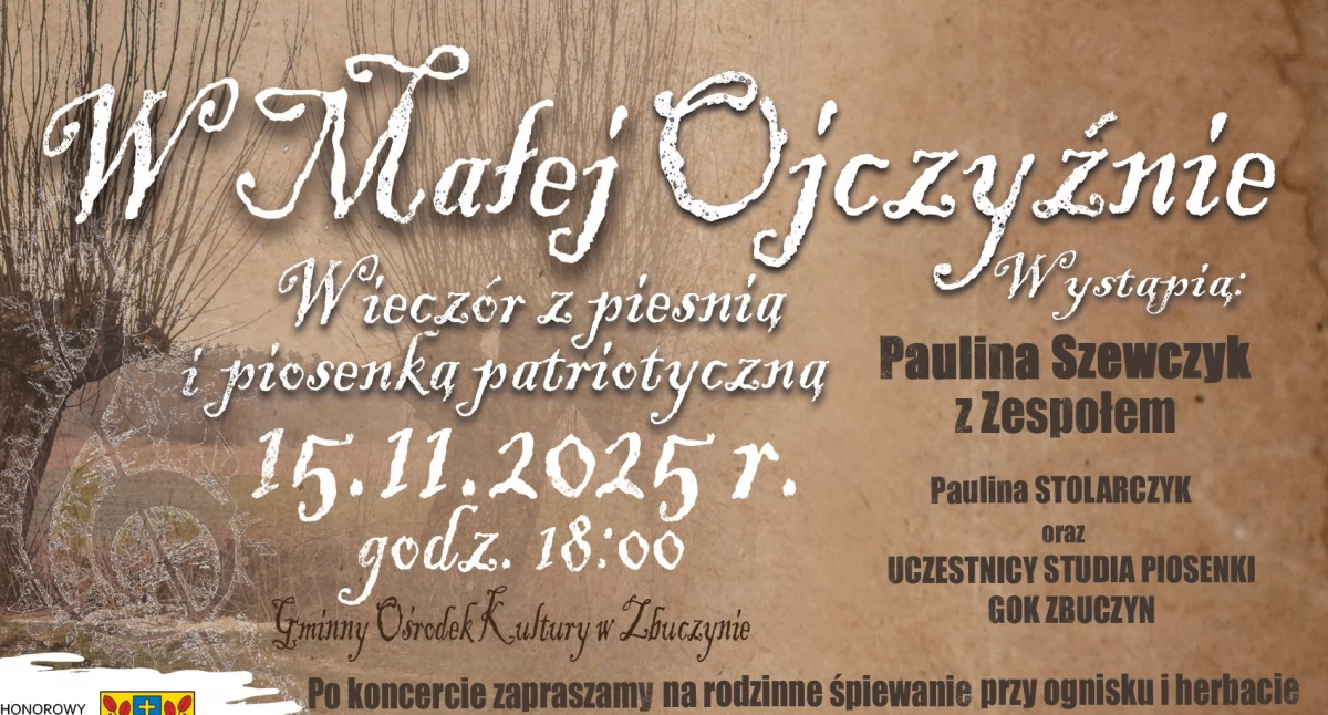 Patriotyczny wieczór w Zbuczynie – koncert „W Małej Ojczyźnie” już w sobotę